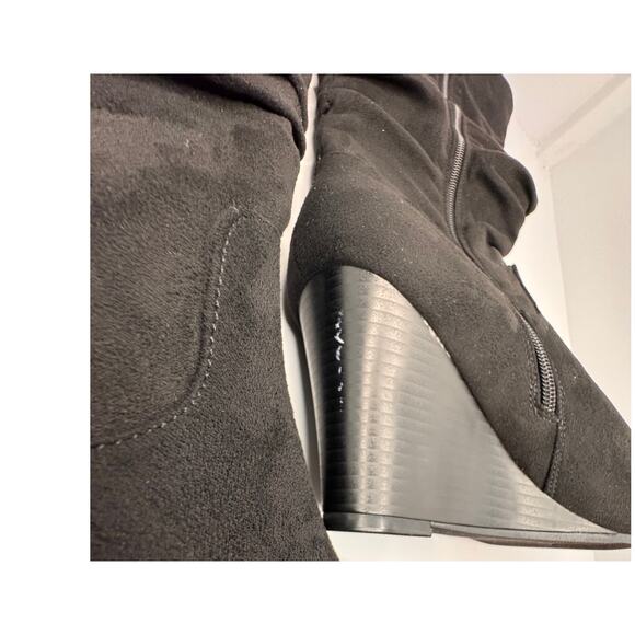 JOURNEE COLLECTION -Haze Black Slouch Wedge Boots Women’s Size 9 New in Box - Picture 5 of 9